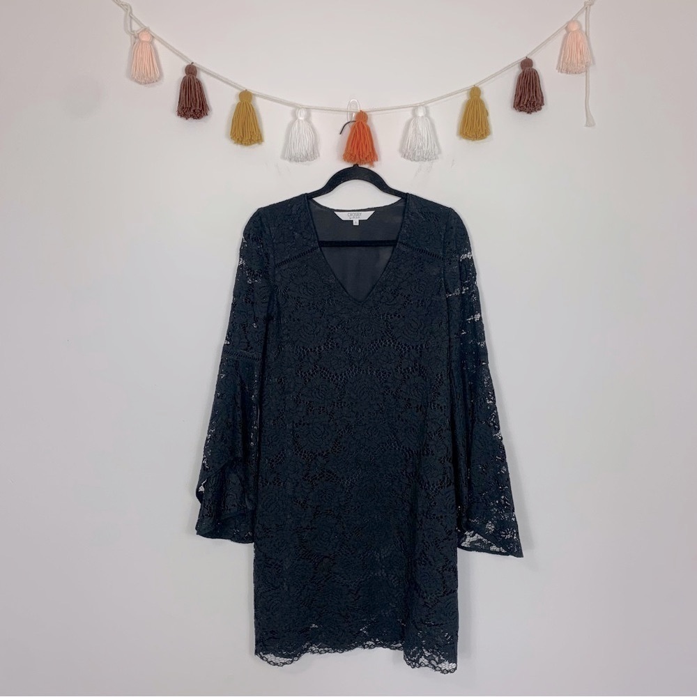 Crosby by Mollie Burch Flutter Sleeve Black Lace Dress Size Small